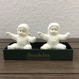 Snowbabies Bisque Clip-On Ornaments, set of 2